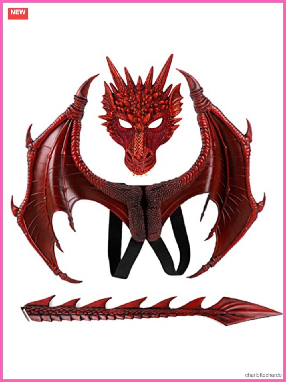 Dragon Wings Mask Tail Set PU Foam One Size Adult Halloween Costume Accessory